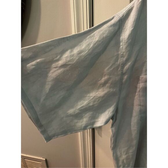 Everett Hall Men’s Light Blue Short Sleeve Button Up Double Pocket Shirt sz XL E - Picture 6 of 9